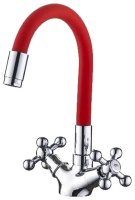 Смеситель Ledeme L1319-1 для кухонной мойки, красный+хром