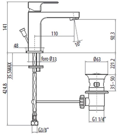 Смеситель для раковины Gattoni Kubik 2576/25C0 Хром 