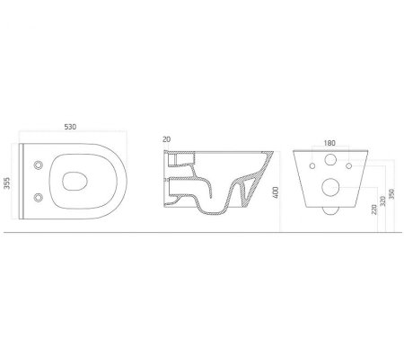 Унитаз биде Boheme Avva 972-2-W подвесной Белый глянец без сиденья 