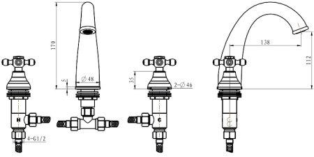 Смеситель для раковины Boheme Tradizionale Chromo 277 Хром 