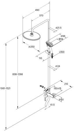 Душевая система Milardo с изливом Stripe (STRSB1FM06) 