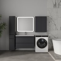 Тумба подвесная STYLE LINE "Атлантика 90", Люкс Плюс графит с раковиной Атлантик 90