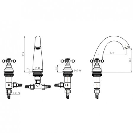 Смеситель для раковины Boheme Camelia 277 Хром 