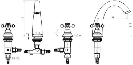 Смеситель для раковины Boheme Camelia 277 Хром 