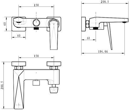 Смеситель для ванны Boheme Venturo 373-SGM Антрацит глянец 