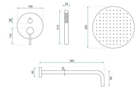 Душевой комплект 300 мм Rea Lungo REA-P8540 