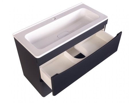 Тумба подвесная "Бергамо мини 90" (2 ящ.) Люкс антискрейтч черный, PLUS 