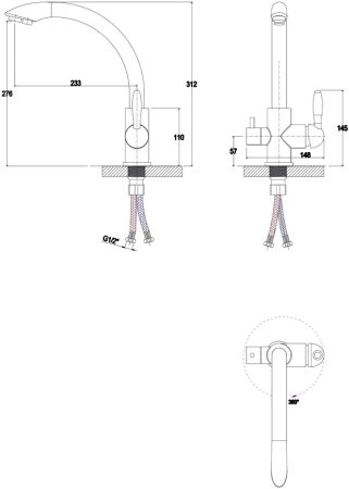 Смеситель для кухни Paulmark Essen Es213001-401 , антрацит 