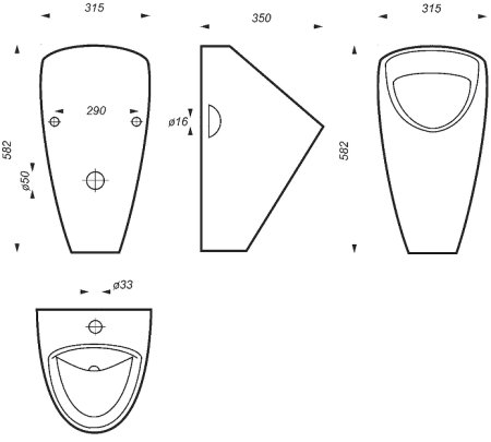 Писсуар Sanita Luxe Long LNGSLUR01 подвесной Белый 