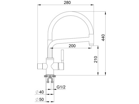 Смеситель Granula GR-0075 для кухонной мойки, алюминиум 