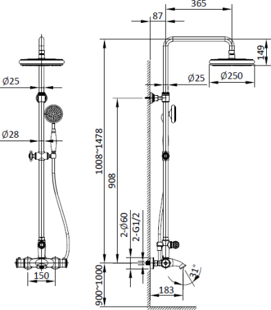 Душевая система с термостатом AltroBagno Beatrice 030423 ROr 