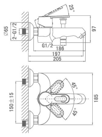 Смеситель D&K Hamburg Bayern DA1173201 для ванны с душем 
