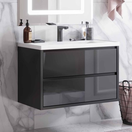 Тумба под раковину Aquaton Римини 100 1A234601RN950 подвесная Черный глянец 