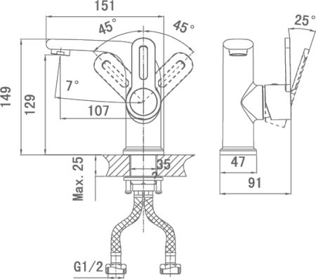 Смеситель D&K Paulinus Rhein DA1352101 для раковины 