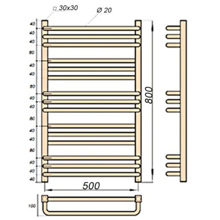 Полотенцесушитель электрический GROIS Mayra GR-012 50х80 П15 черный 