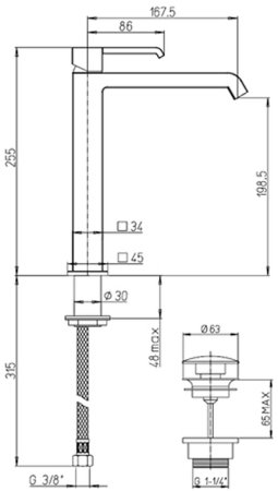 Смеситель для раковины Paini Q 19CR211LLWFSR Хром 