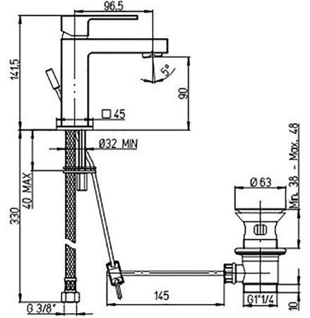 Смеситель для раковины Paini Dax-R Small 84CR211RS Хром 