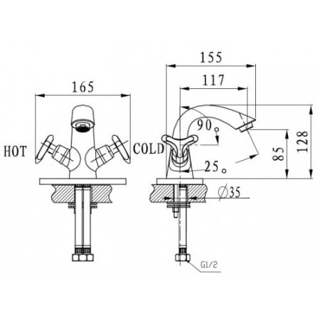 Смеситель для раковины Kaiser Trio 57011 Хром 