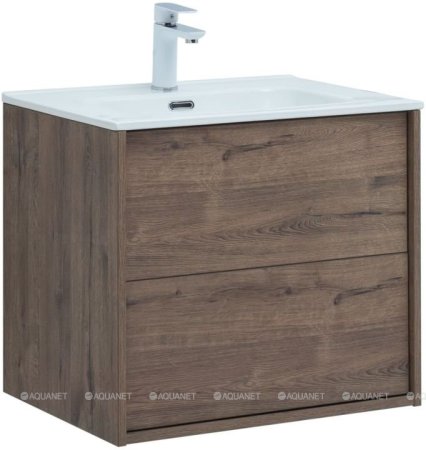 Тумба с раковиной Aquanet Lino 60 (Flat) дуб веллингтон 