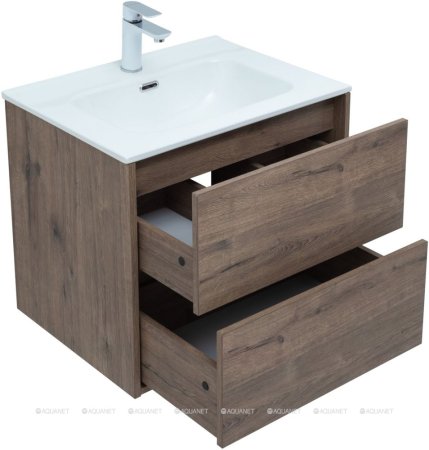 Тумба с раковиной Aquanet Lino 60 (Flat) дуб веллингтон 