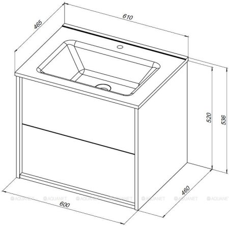 Тумба с раковиной Aquanet Lino 60 (Flat) дуб веллингтон 