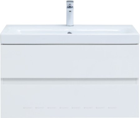 Тумба с раковиной Aquanet Беркли 80 белый глянец (2 ящика) 
