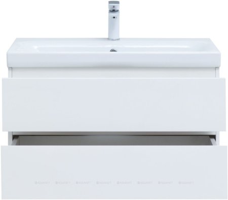 Тумба с раковиной Aquanet Беркли 80 белый глянец (2 ящика) 