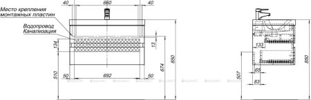 Тумба с раковиной Aquanet Беркли 80 белый глянец (2 ящика) 