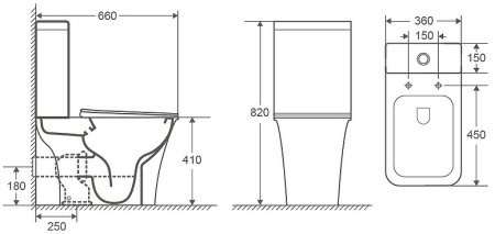 Унитаз компакт Azario Avero AZ-1213A-G с бачком и сиденьем Микролифт 
