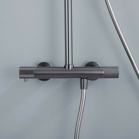 Душевая система Vincea Desire VSFS-1D0TGM с термостатом Вороненая сталь 