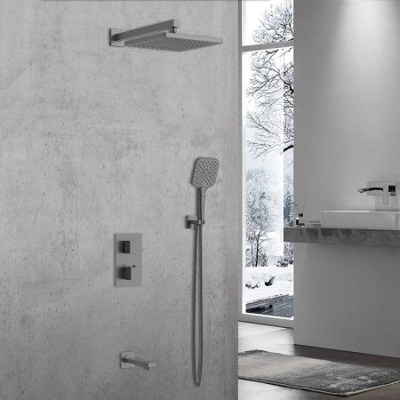 Душевая система Vincea Next VSFW-1N3TGM с термостатом Вороненая сталь 