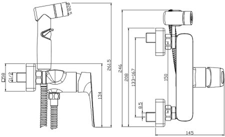Гигиенический душ со смесителем Rossinka RS46-52 Хром 