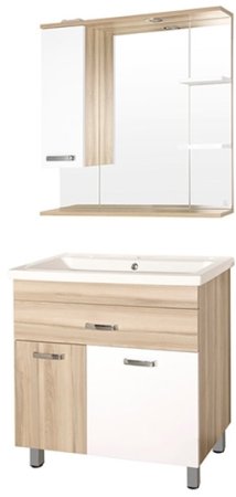 Тумба под раковину Style Line Ориноко 80 Белый Светлое дерево 