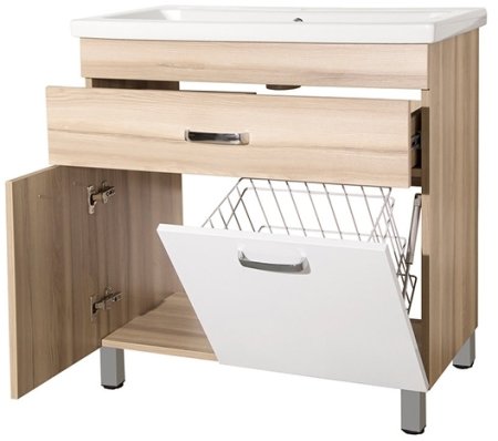 Тумба под раковину Style Line Ориноко 80 Белый Светлое дерево 