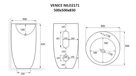 Раковина напольная Nilo Venice 2171 MAT NERO Черная матовая 