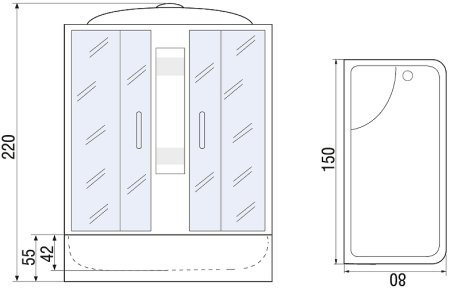 Душевой бокс River Nara 150x80 МТ 10000003025 с поддоном 