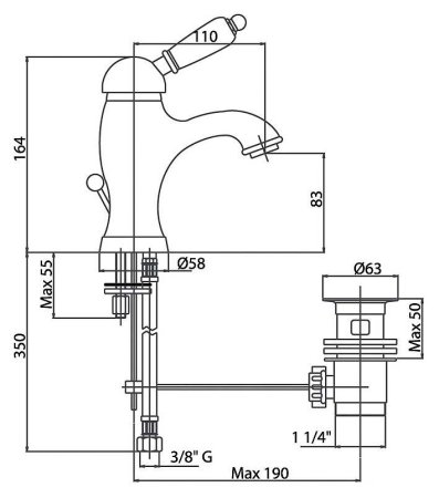 Смеситель Cezares Elite ELITE-LSM1-02-Nc для раковины 