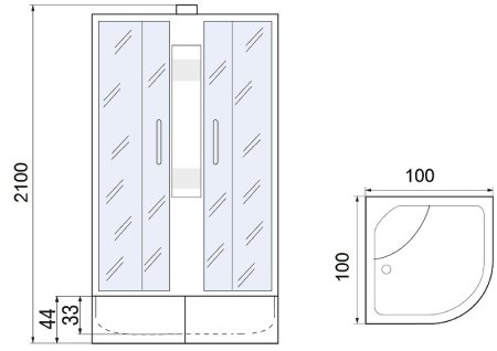 Душевая кабина River Nara XL 100x100 МТ Б/К 10000006203 без гидромассажа 