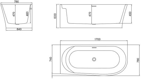 Акриловая ванна BelBagno 170x78 L BB410-1700-780-L без гидромассажа 