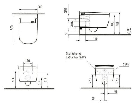 Унитаз подвесной VitrA V-Care 5674B003-6193 Basic 