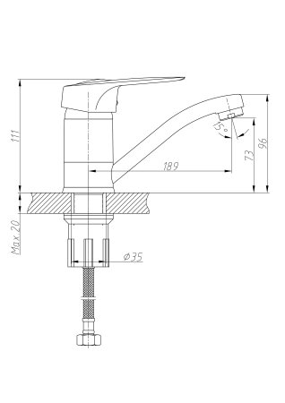 Смеситель однорычажный для раковины HAIBA HB4504 хром 