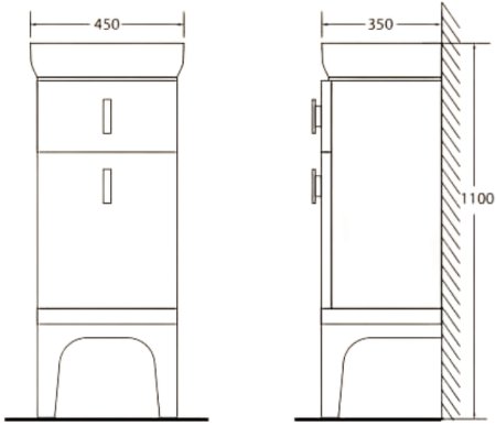 Тумба BelBagno Prado 45 PRADO-1100-AC-PC-NL Nero Laccato Lucido 