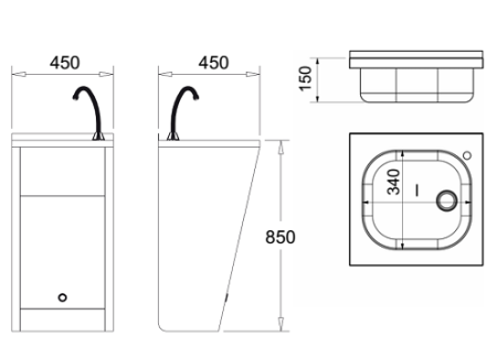Раковина Nofer 13044.S с пьедесталом и педалью для включения подачи воды 