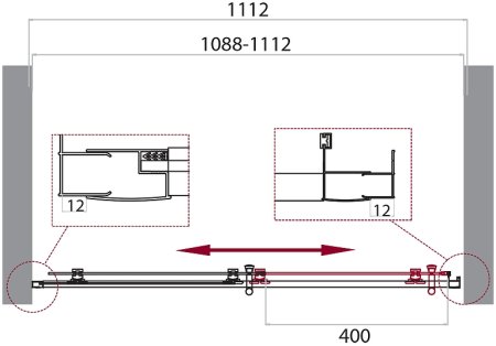 Душевая дверь BelBagno Uno 110 UNO-195-BF-1-110-P-Cr профиль Хром стекло рифленое 