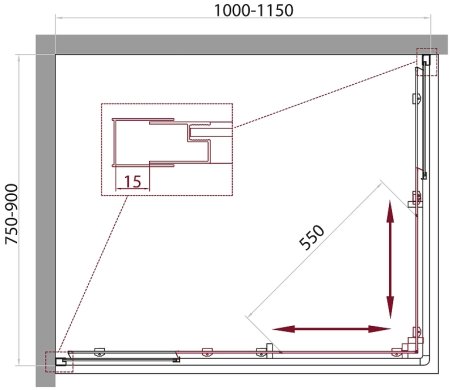 Душевой уголок BelBagno Unique 115x90 UNIQUE-AH-2-100/115-75/90-M-Cr профиль Хром стекло матовое 