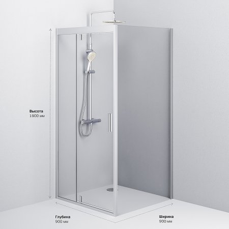 Душевой уголок AM.PM Gem 90х90 W90G-404-090MT профиль Серебро матовое стекло прозрачное 