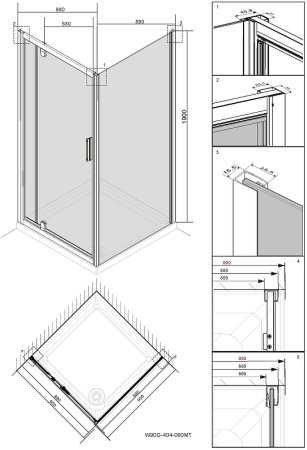 Душевой уголок AM.PM Gem 90х90 W90G-404-090MT профиль Серебро матовое стекло прозрачное 