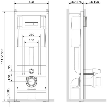 Инсталляция AM.PM Start I012703.0251 для унитаза с клавишей смыва Хром глянцевый 