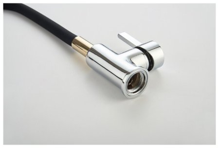 Смеситель Ledeme L4898-10 для кухонной мойки, чёрный+золото+хром 