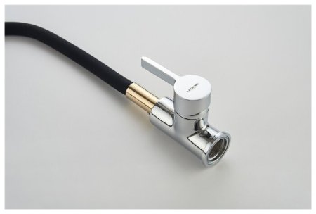 Смеситель Ledeme L4898-10 для кухонной мойки, чёрный+золото+хром 